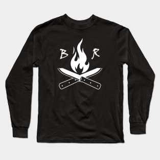 Baba Ross Bushcraft Logo for Dark Backgrounds Long Sleeve T-Shirt